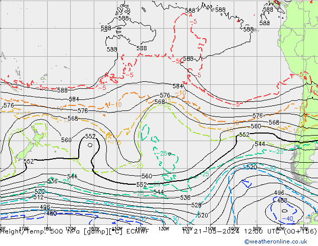 Z500/Rain (+SLP)/Z850 ECMWF вт 21.05.2024 12 UTC