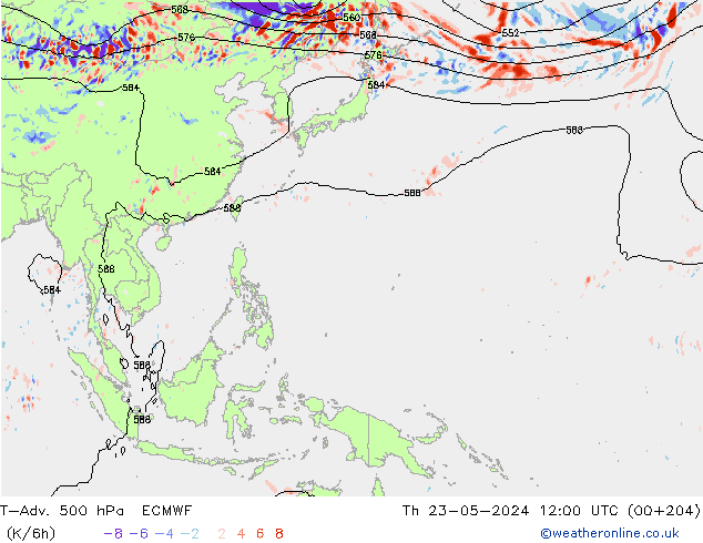 T-Adv. 500 гПа ECMWF чт 23.05.2024 12 UTC