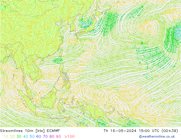 ветер 10m ECMWF чт 16.05.2024 15 UTC