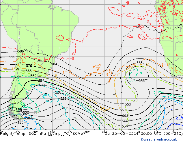 Z500/Rain (+SLP)/Z850 ECMWF so. 25.05.2024 00 UTC