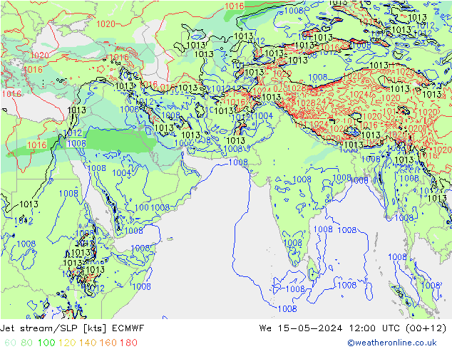 高速氣流/地面气压 ECMWF 星期三 15.05.2024 12 UTC