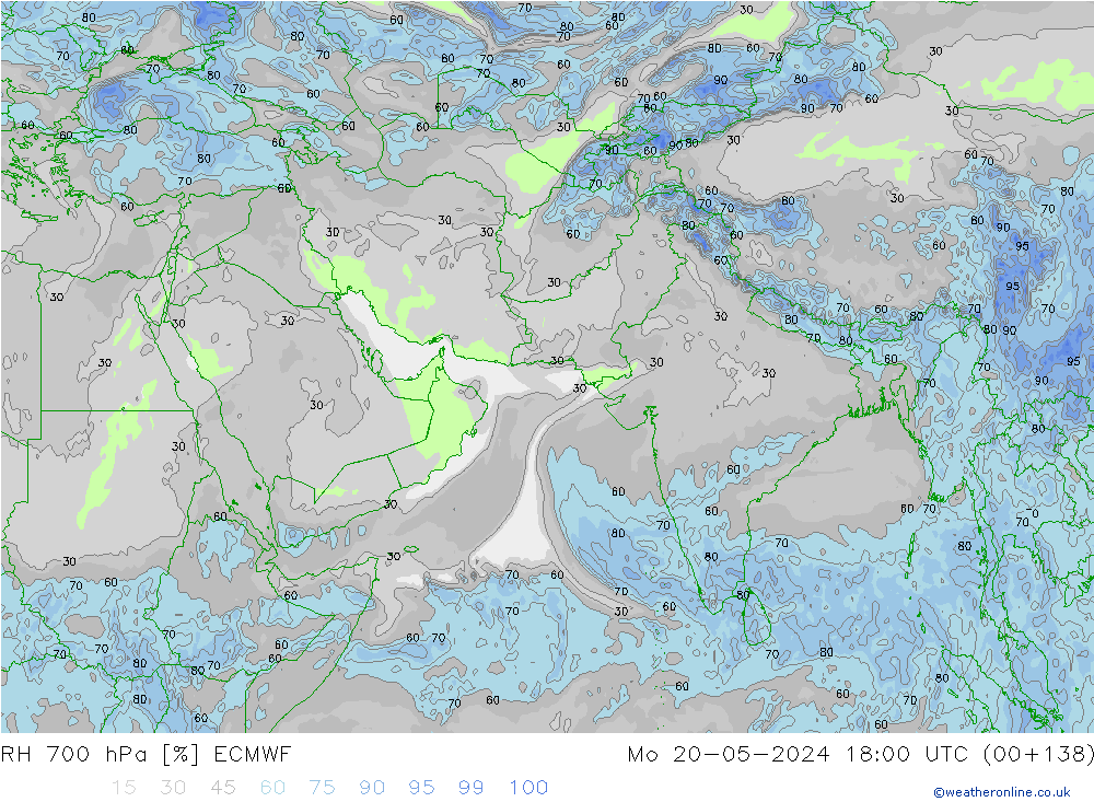 RH 700 hPa ECMWF Seg 20.05.2024 18 UTC