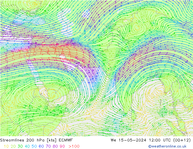 风 200 hPa ECMWF 星期三 15.05.2024 12 UTC