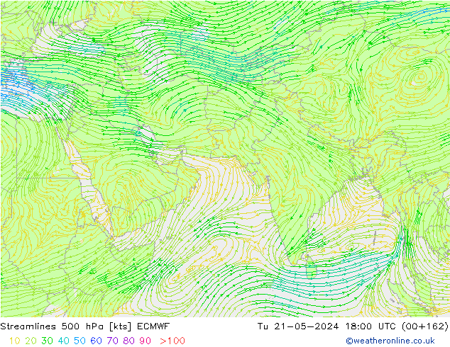 Stroomlijn 500 hPa ECMWF di 21.05.2024 18 UTC