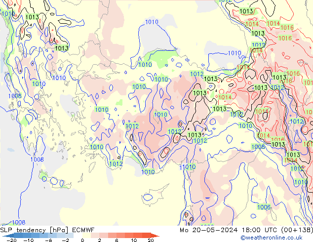 Drucktendenz ECMWF Mo 20.05.2024 18 UTC