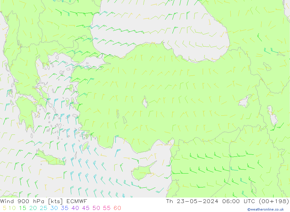 Wind 900 hPa ECMWF Th 23.05.2024 06 UTC