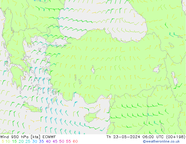 Rüzgar 950 hPa ECMWF Per 23.05.2024 06 UTC