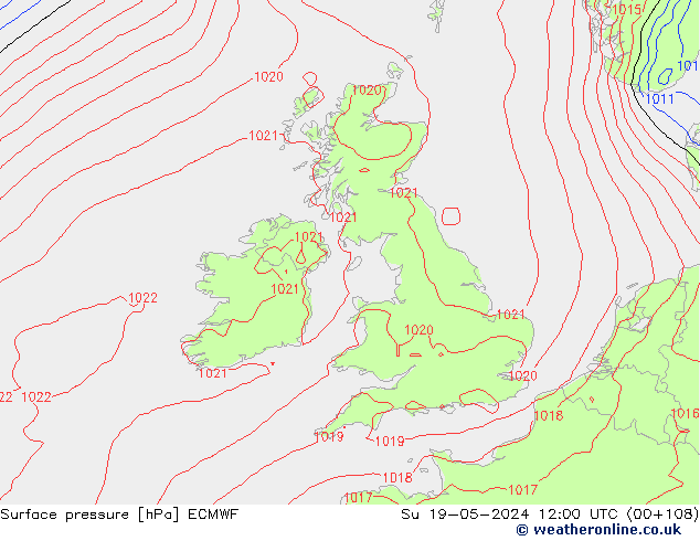 Surface pressure ECMWF Su 19.05.2024 12 UTC