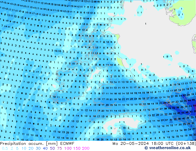 Nied. akkumuliert ECMWF Mo 20.05.2024 18 UTC