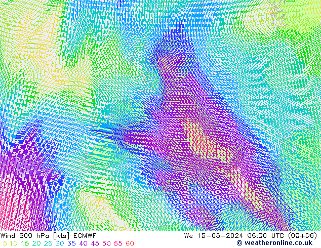 Wind 500 hPa ECMWF We 15.05.2024 06 UTC