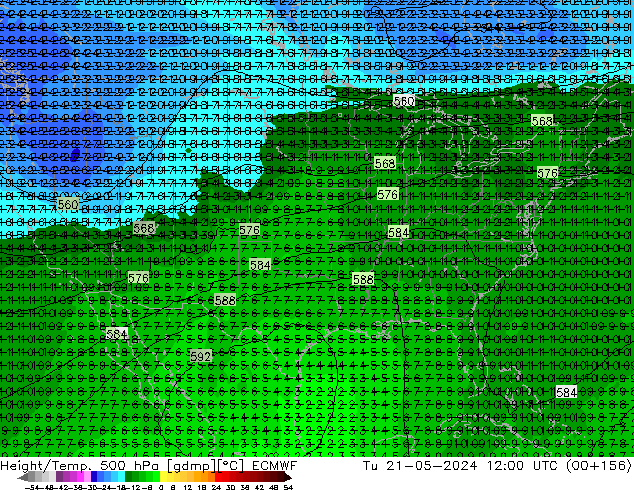 Z500/Yağmur (+YB)/Z850 ECMWF Sa 21.05.2024 12 UTC