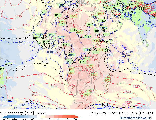 Tendenza di Pressione ECMWF ven 17.05.2024 06 UTC