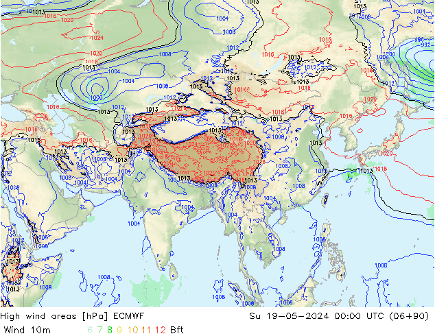 High wind areas ECMWF Su 19.05.2024 00 UTC
