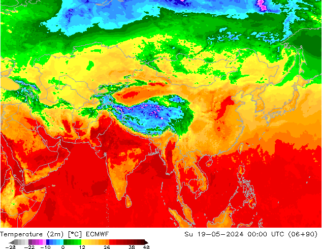 Temperatura (2m) ECMWF dom 19.05.2024 00 UTC