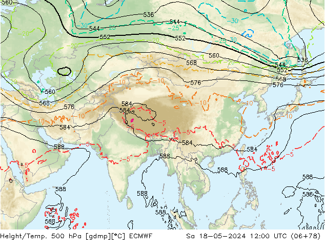 Z500/Rain (+SLP)/Z850 ECMWF сб 18.05.2024 12 UTC