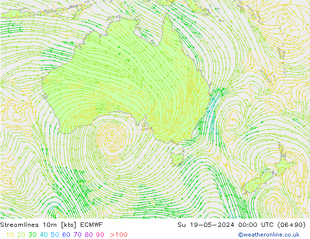 Stroomlijn 10m ECMWF zo 19.05.2024 00 UTC