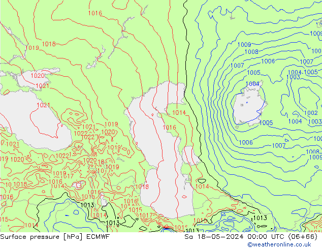 Surface pressure ECMWF Sa 18.05.2024 00 UTC