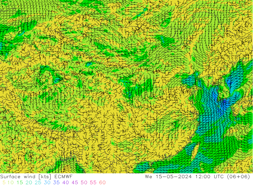 风 10 米 ECMWF 星期三 15.05.2024 12 UTC