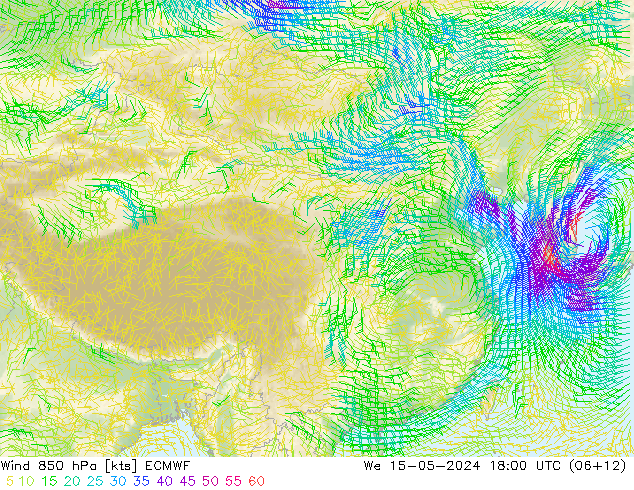 风 850 hPa ECMWF 星期三 15.05.2024 18 UTC