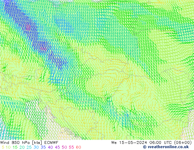Wind 850 hPa ECMWF St 15.05.2024 06 UTC