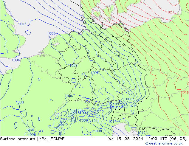 Luchtdruk (Grond) ECMWF wo 15.05.2024 12 UTC