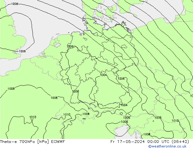 Theta-e 700hPa ECMWF Fr 17.05.2024 00 UTC
