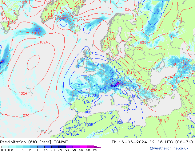 Z500/Rain (+SLP)/Z850 ECMWF Th 16.05.2024 18 UTC