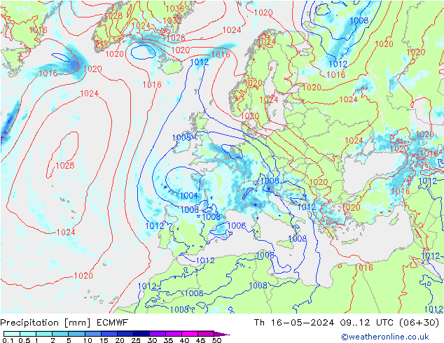 Niederschlag ECMWF Do 16.05.2024 12 UTC