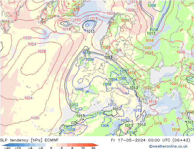 Druktendens (+/-) ECMWF vr 17.05.2024 00 UTC