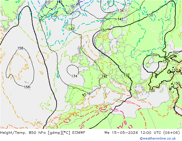 Height/Temp. 850 hPa ECMWF St 15.05.2024 12 UTC