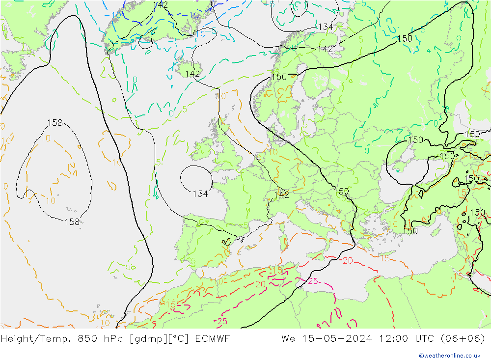 Z500/Regen(+SLP)/Z850 ECMWF wo 15.05.2024 12 UTC