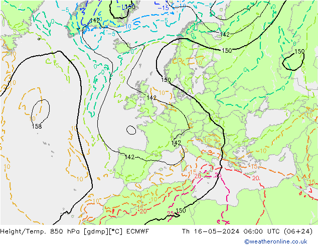 Z500/Rain (+SLP)/Z850 ECMWF Do 16.05.2024 06 UTC