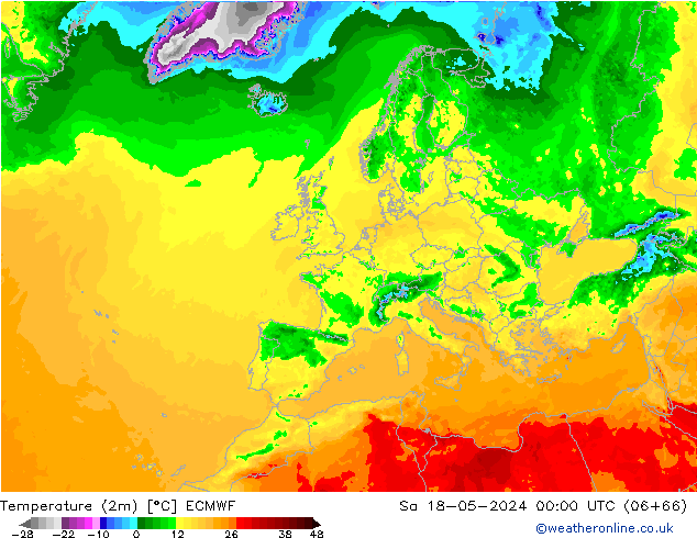 température (2m) ECMWF sam 18.05.2024 00 UTC
