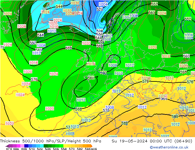 Thck 500-1000hPa ECMWF Ne 19.05.2024 00 UTC