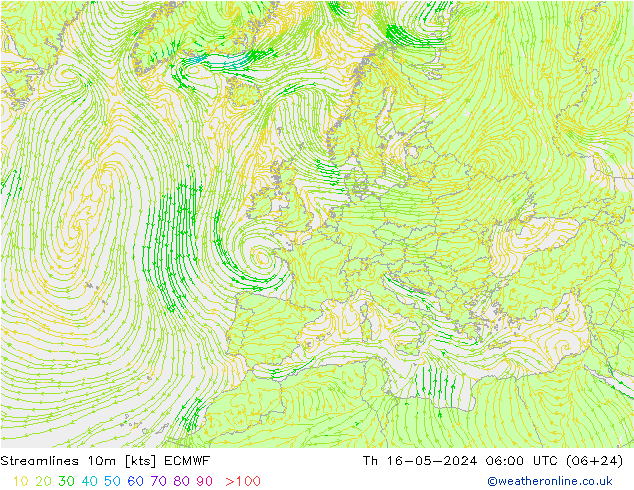 风 10m ECMWF 星期四 16.05.2024 06 UTC