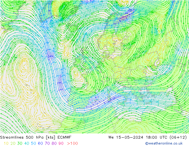 ветер 500 гПа ECMWF ср 15.05.2024 18 UTC