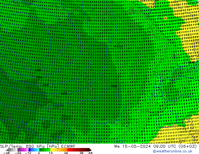 SLP/Temp. 850 hPa ECMWF We 15.05.2024 09 UTC