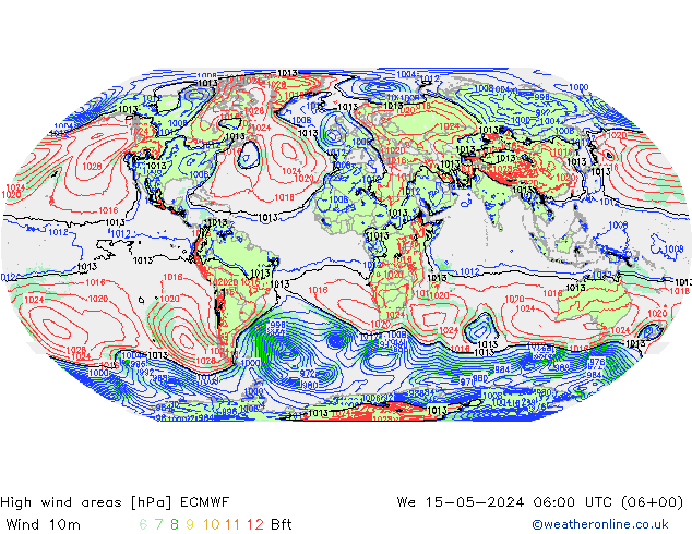 Izotacha ECMWF śro. 15.05.2024 06 UTC