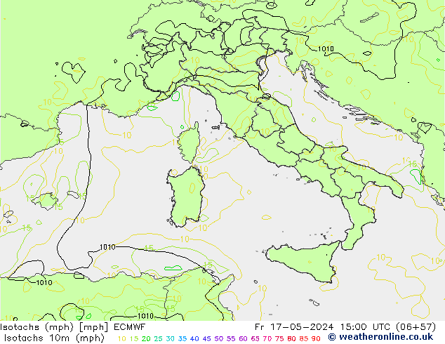 Isotachs (mph) ECMWF ven 17.05.2024 15 UTC