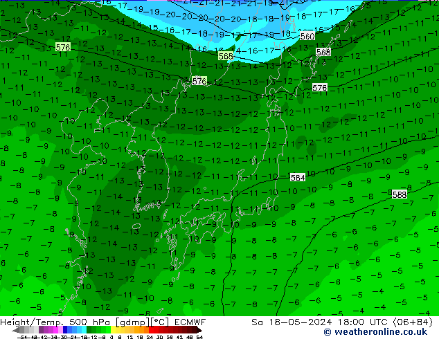 Z500/Rain (+SLP)/Z850 ECMWF  18.05.2024 18 UTC