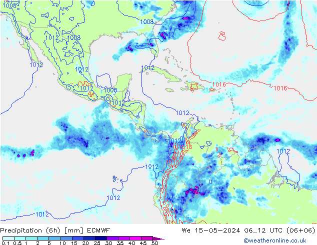 Z500/Yağmur (+YB)/Z850 ECMWF Çar 15.05.2024 12 UTC