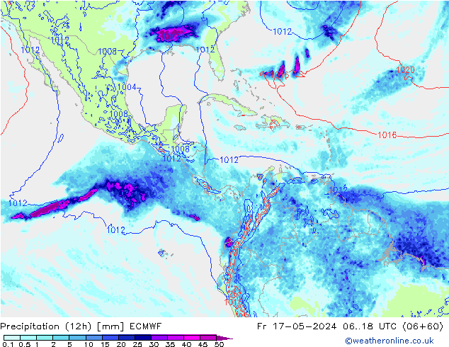 Precipitation (12h) ECMWF Fr 17.05.2024 18 UTC