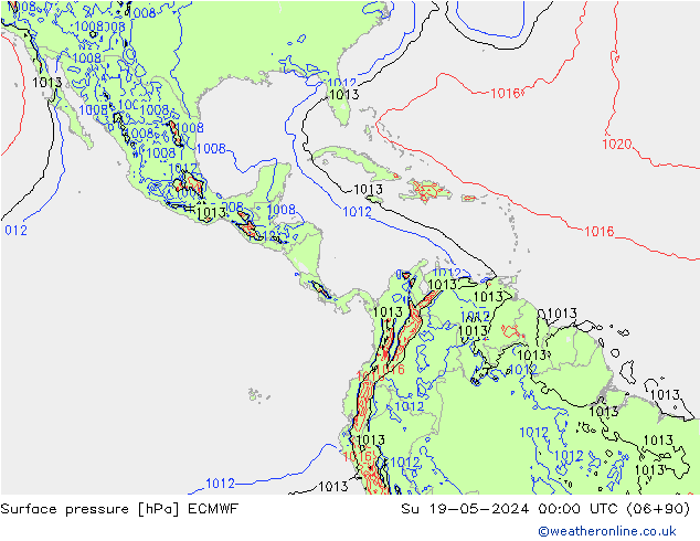 Luchtdruk (Grond) ECMWF zo 19.05.2024 00 UTC