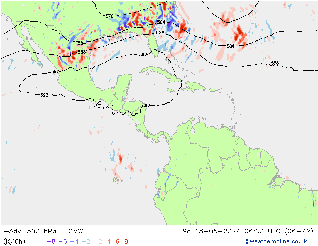 T-Adv. 500 hPa ECMWF Sa 18.05.2024 06 UTC