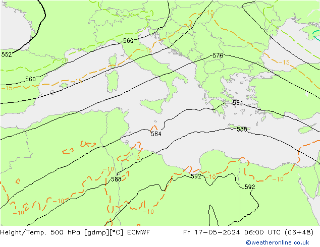 Z500/Regen(+SLP)/Z850 ECMWF vr 17.05.2024 06 UTC