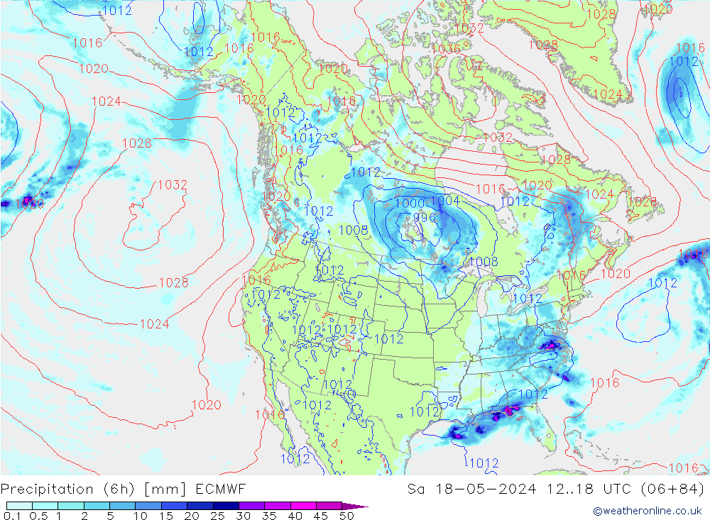 Precipitazione (6h) ECMWF sab 18.05.2024 18 UTC