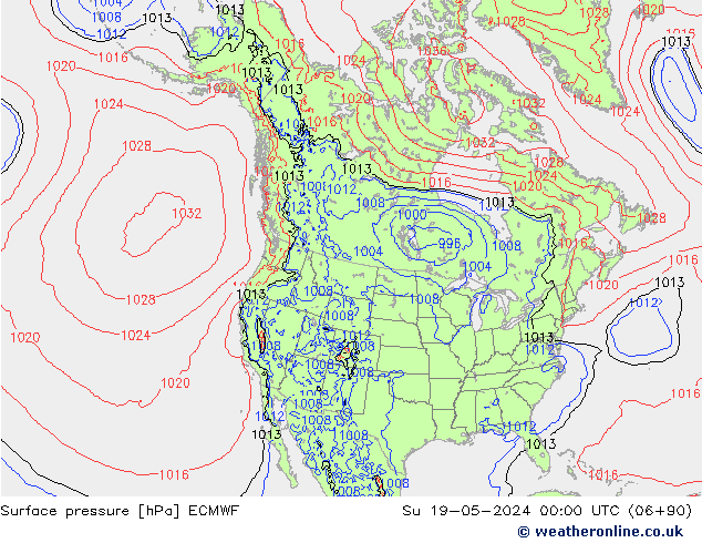 Bodendruck ECMWF So 19.05.2024 00 UTC