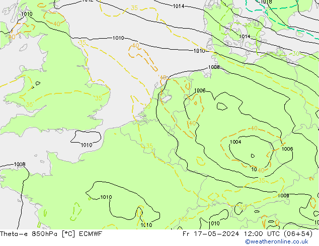 Theta-e 850hPa ECMWF Sex 17.05.2024 12 UTC