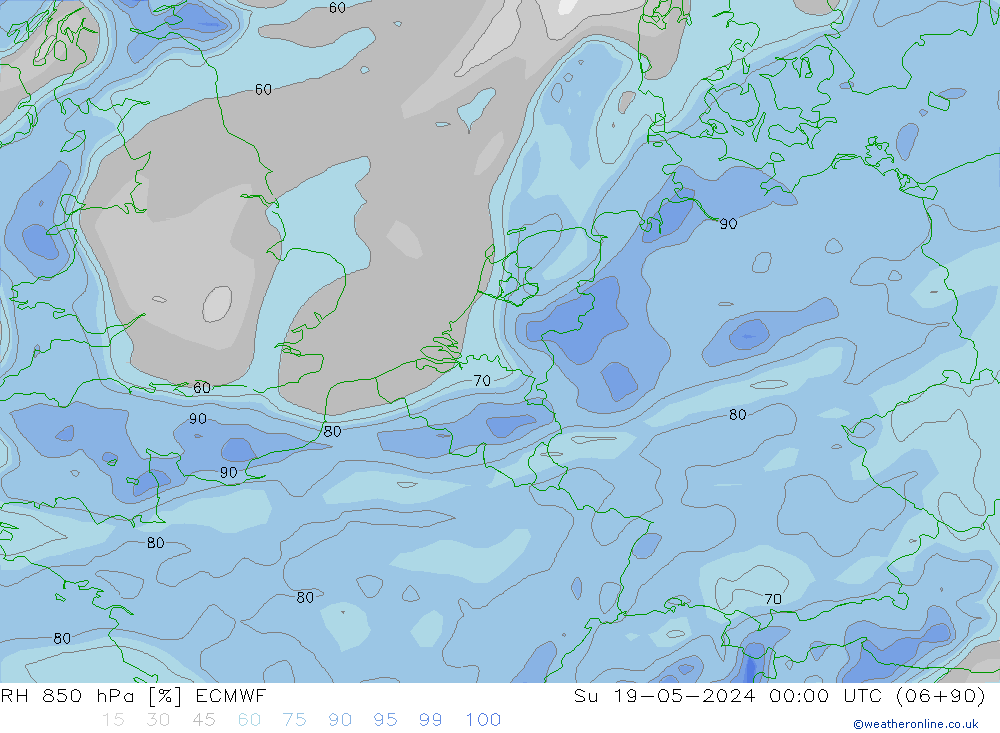 850 hPa Nispi Nem ECMWF Paz 19.05.2024 00 UTC