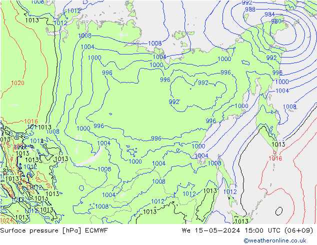 Surface pressure ECMWF We 15.05.2024 15 UTC